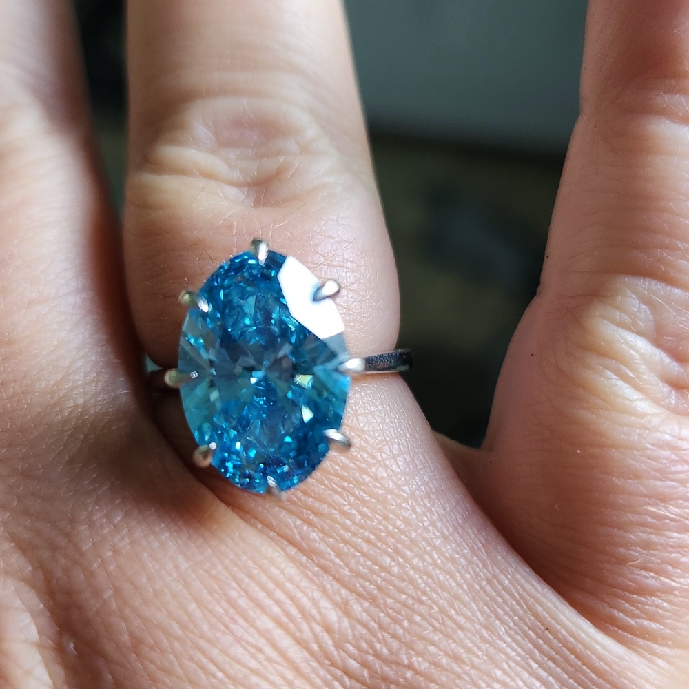 IGI FANCY VIVID BLUE DIAMOND 10KT GOLD RING! - Picture 4 of 6